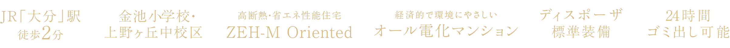 JR「大分」駅徒歩2分、金池小・上野ヶ丘中校区、高断熱・省エネ性能住宅ZEH-M oriented（取得予定）、経済的で環境にやさしいオール電化マンション、ディスポーザ標準装備、24時間ゴミ出し可能